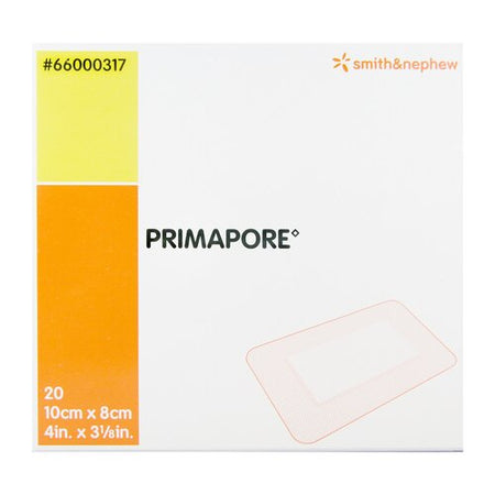 Smith & Nephew Primapore Adhesive Dressing, 3-1/8 X 4 Inch, Polyester, Rectangle, White, Sterile, 20/Box, 66000317