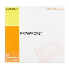 Smith & Nephew Primapore Adhesive Dressing, 3-1/8 X 4 Inch, Polyester, Rectangle, White, Sterile, 20/Box, 66000317