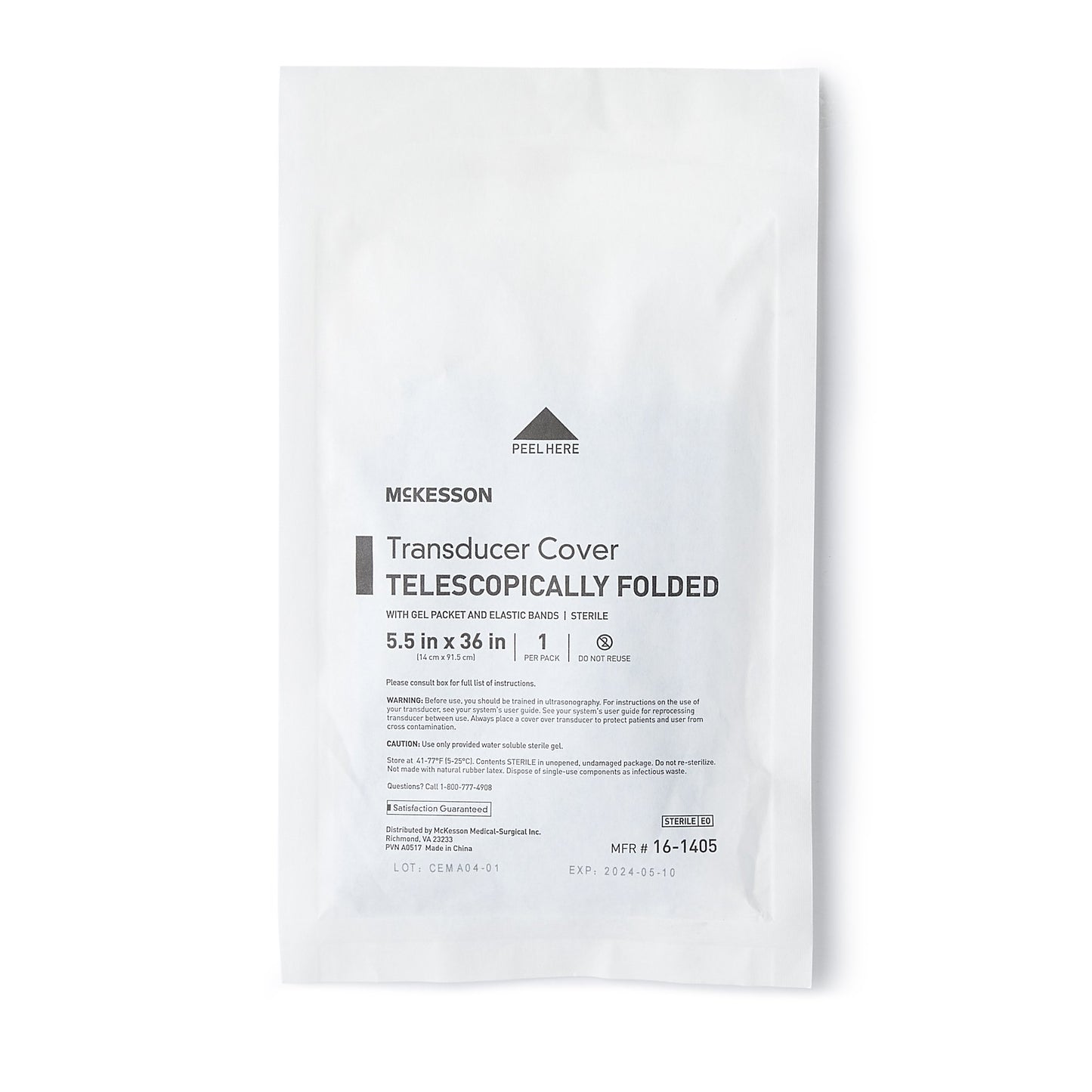 McKesson Telescopically Folded Transducer Cover, 5.5 x 36 Inch