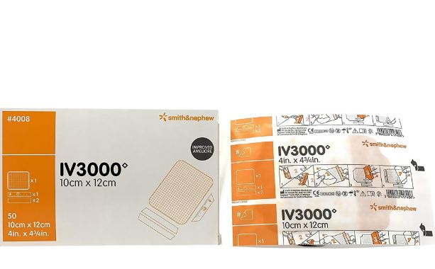 Smith & Nephew IV3000 I.V. Dressing, Reatic Film, Sterile, 4" x 4¾", 50/Box, 66024008