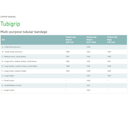 Tubigrip® Pull On Elastic Tubular Support Bandage, 1 Meter, Size E