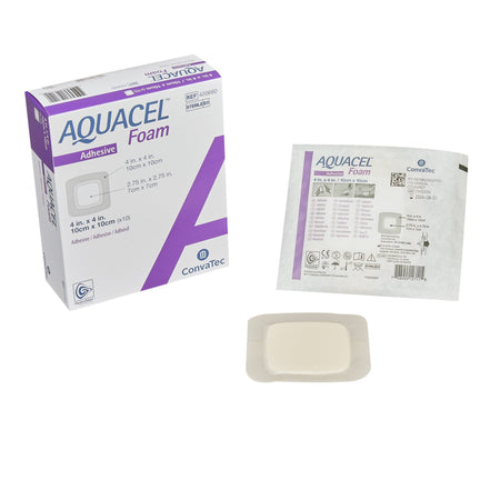 ConvaTec 420680 Aquacel Silicone Adhesive Foam Dressing with Border, 4 x 4 Inch