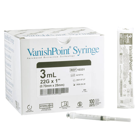 Retractable Technologies 10331 VanishPoint Syringe with Hypodermic Needle