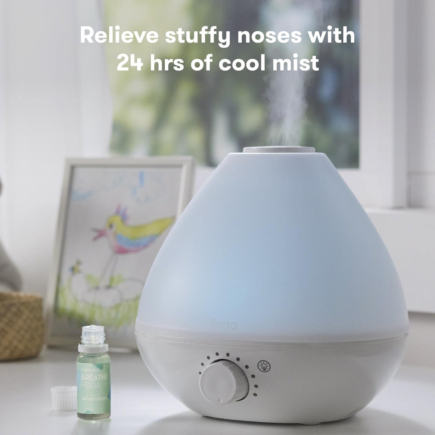 BreatheFrida Humidifier with Deiffuser and Nightlight 0.5 Gallon Tank Adult / Pediatric