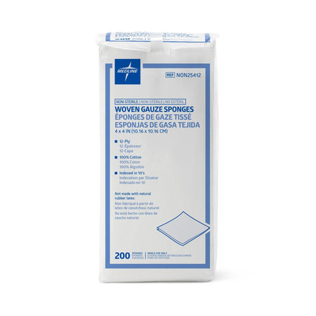 Medline NON25412 Gauze Sponge, 4 x 4 Inch, 12-Ply