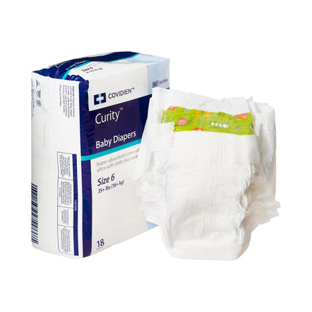 Cardinal 80058A Curity Unisex Baby Diapers, Heavy Absorbency, Disposable, Size 6