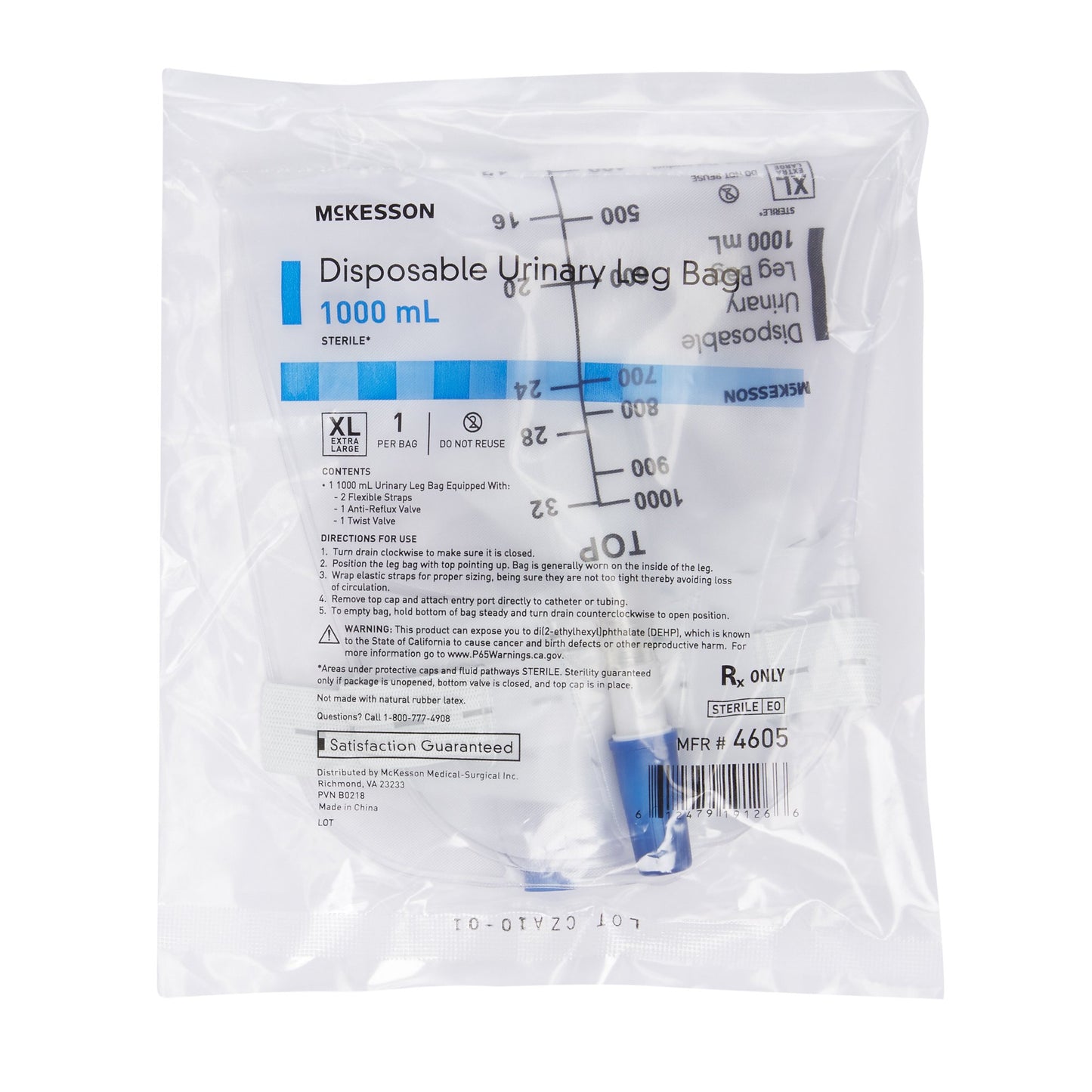 McKesson Disposable Urinary Leg Bag, 1000 mL