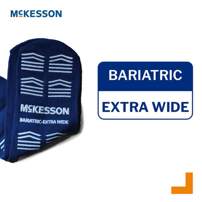 Slipper Socks McKesson Unisex Adult Bariatric / X-Wide Double Tread Single Patient Use Royal Blue