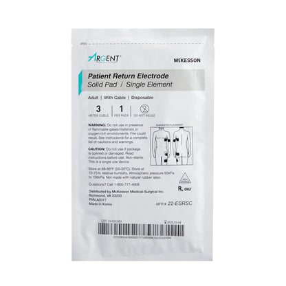 Patient Return Electrode McKesson Argent™ Single Corded
