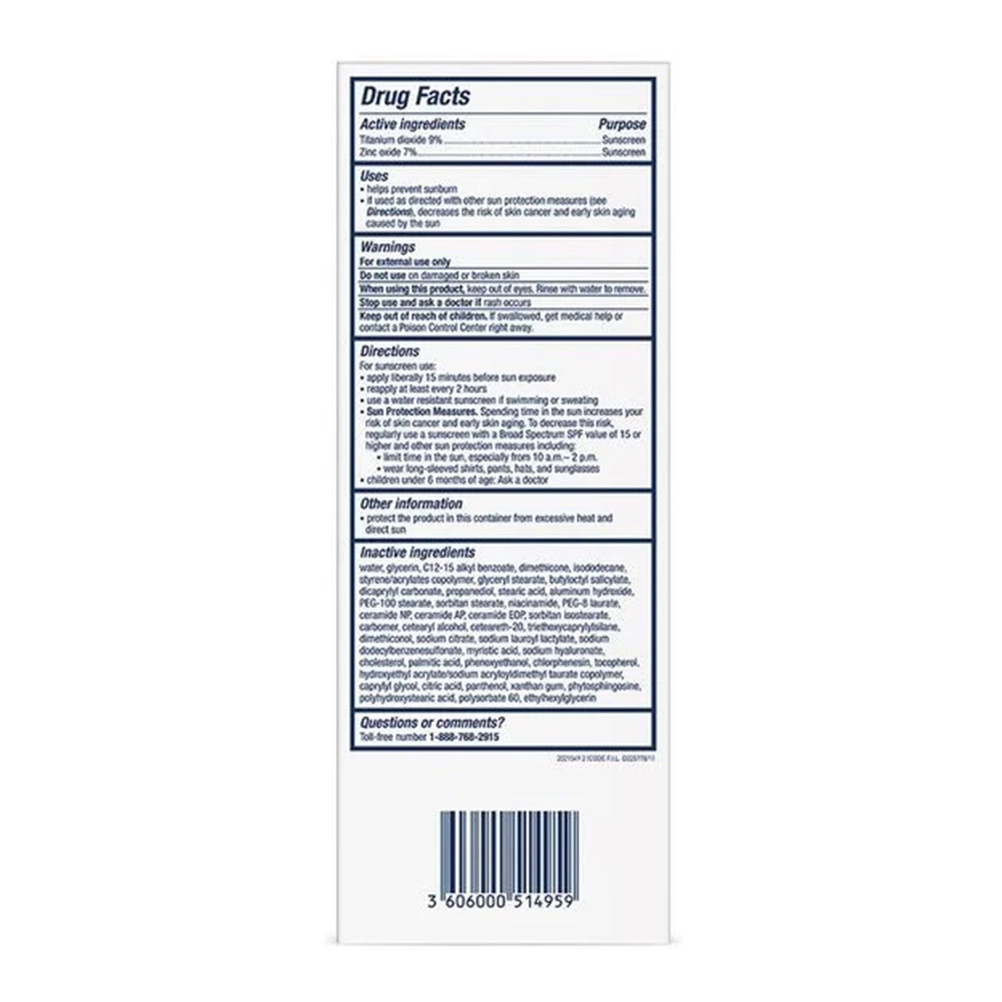 Sunscreen CeraVe® Hydrating Mineral Sunscreen Face SPF 50 Lotion 2.5 oz. Tube