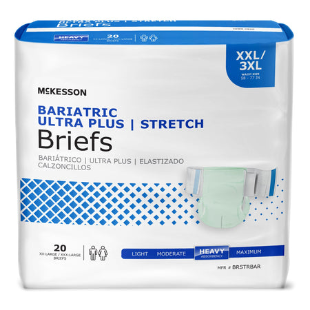 McKesson BRSTRBAR Ultra Plus Stretch Heavy Absorbency Incontinence Brief, Bariatric