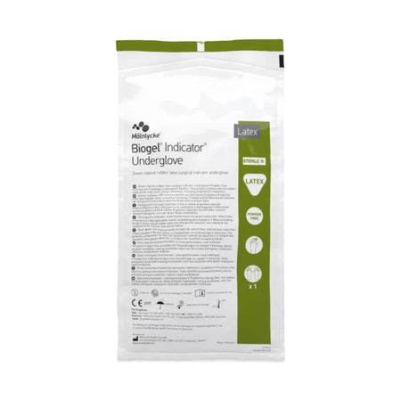 Molnlycke 31285 Biogel Indicator Latex Surgical Underglove, Size 8.5, Green
