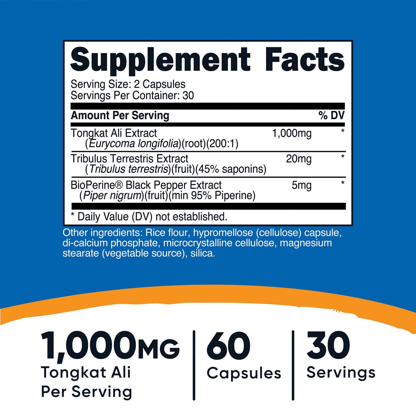 Dietary Supplement nutricost® Tongkat 1,000 mg Strength Capsule 60 Per Bottle
