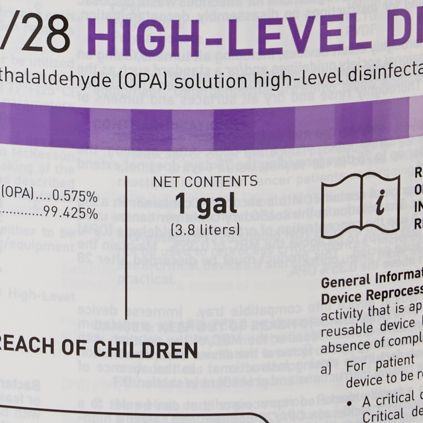 McKesson OPA High Level Disinfectant, 1 gal. Jug
