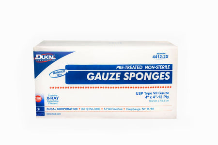 Dukal 875560 USP Type VII X-Ray Detectable Gauze Sponge, 4 x 4 Inch, 12-Ply