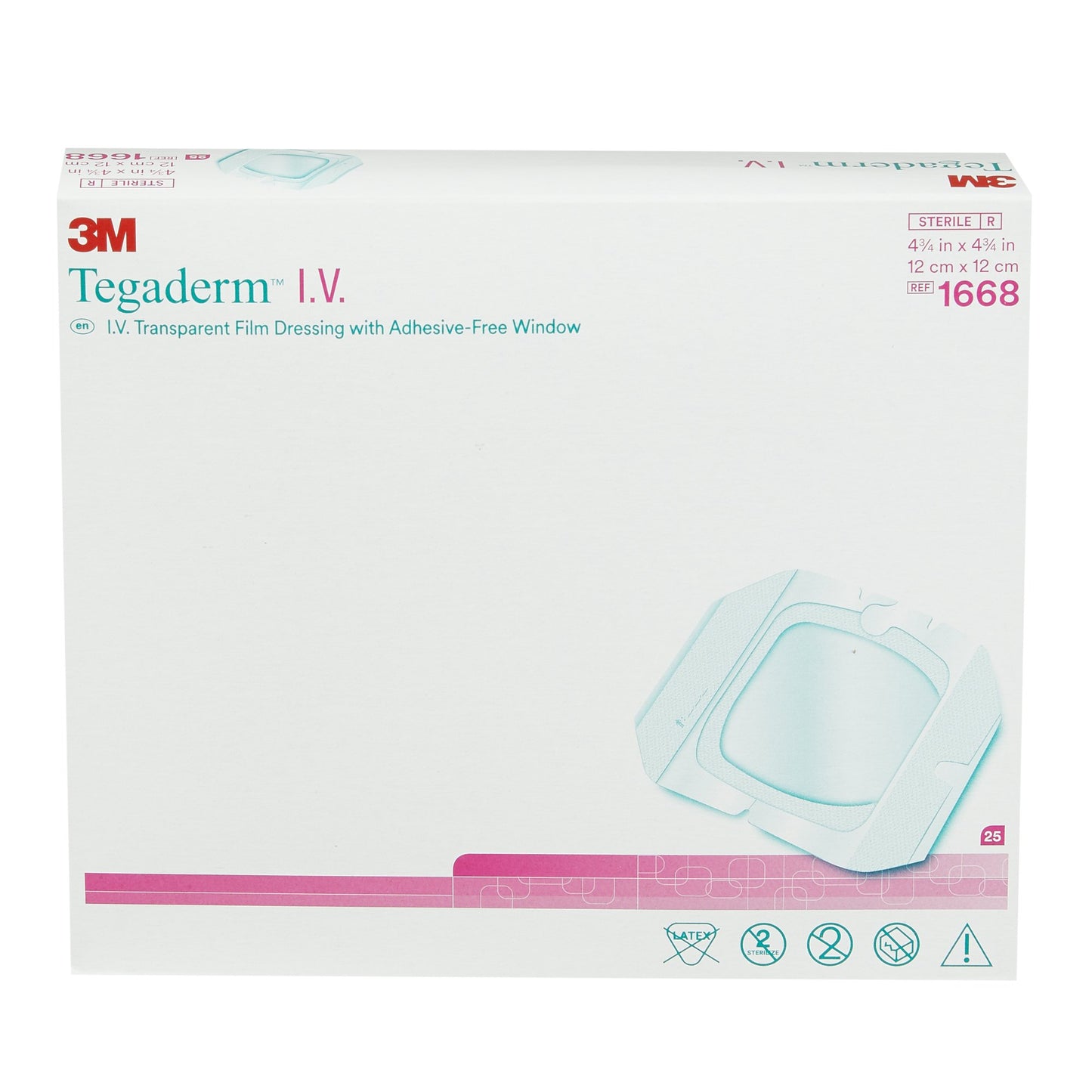 3M™ Tegaderm™ I.V. Transparent Film Dressing with Adhesive-Free Window, 4¾x 4¾ Inch