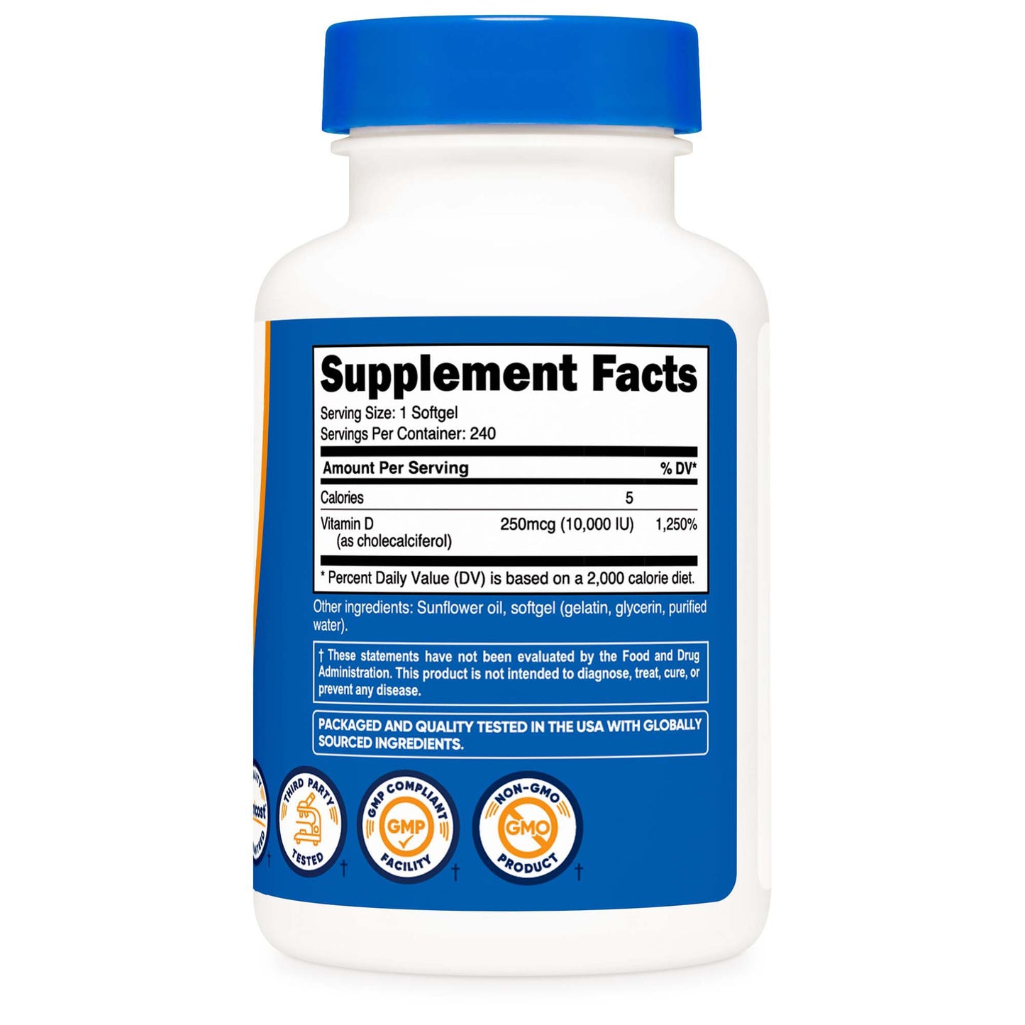 Dietary Supplement nutricost® Vitamin D3 10,000 IU Strength Softgel 240 Per Bottle