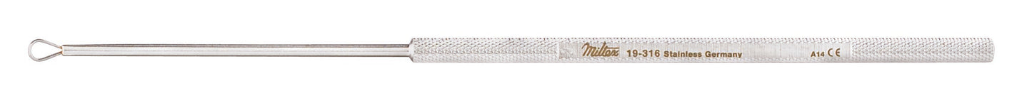 Ear Curette Miltex® Billeau 6-1/2 Inch Length Round Knurled Handle Size 2 Tip Flexible Oval Loop Tip