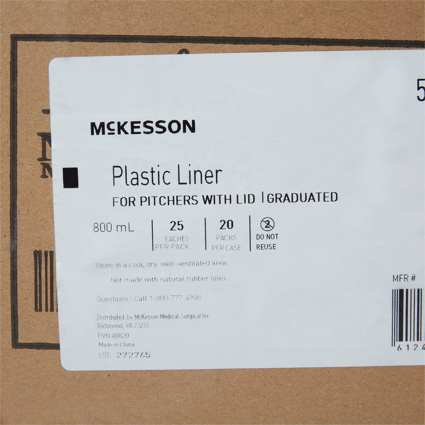 McKesson Plastic Liner for Plastic Pitchers with Lids