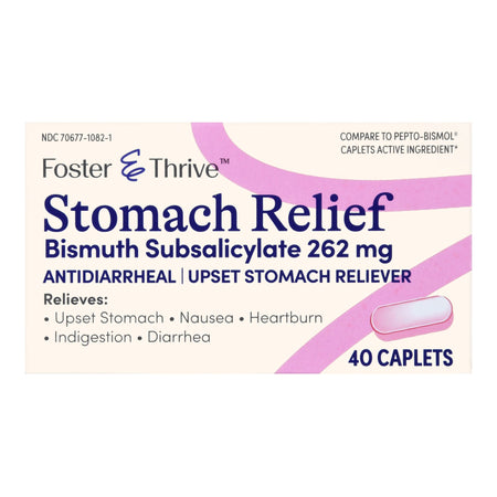 McKesson 70677108201 Foster & Thrive Stomach Relief 262 mg Bismuth Subsalicylate Caplets