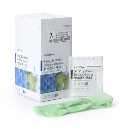 McKesson 20-2075N Perry Performance Plus Polyisoprene Surgical Glove, Size 7.5, Green