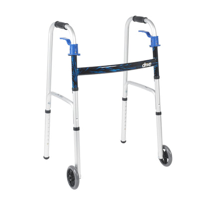 drive™ Aluminum Dual Release Folding Walker, 32 – 39 Inch Height