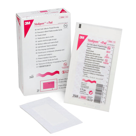 Solventum 3569 3M Medipore Adhesive Dressing, Soft Cloth, Sterile, White