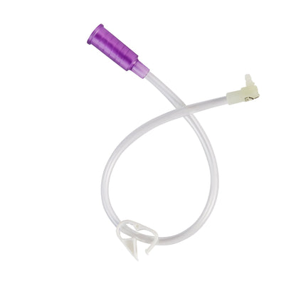 Mini ONE® Right Angle Connector With Bolus Adapter, 12 Inch, Purple
