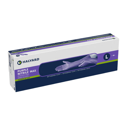 Halyard 44994 Purple Nitrile Max Extended Cuff Length Exam Glove, Large