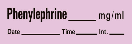 Drug Label Timemed Anesthesia Label Tape Phenylephrine_mg/mL Date_Time_Int._ Violet 1/2 X 1 Inch