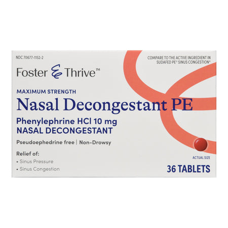 McKesson 70677115202 Foster & Thrive Nasal Decongestant PE Tablets Maximum Strength