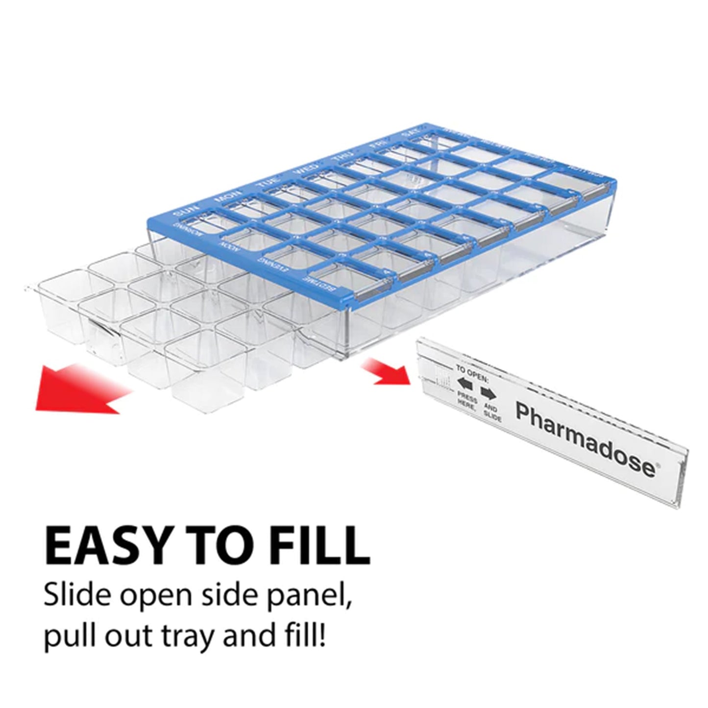 Pharmadose® Locking Pill Planner 7-Day, Four Times a Day Pill Organizer