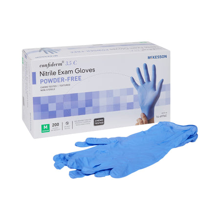 McKesson 14-6976C Confiderm 3.5C Nitrile Exam Glove, Medium, Blue