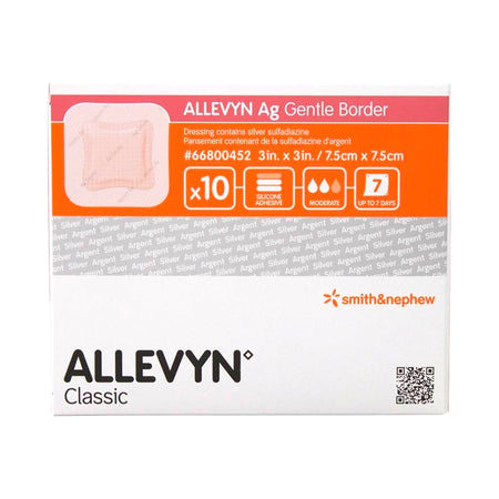 Smith & Nephew 66800452 Allevyn Ag Gentle Border Sterile Foam Dressing with Silver