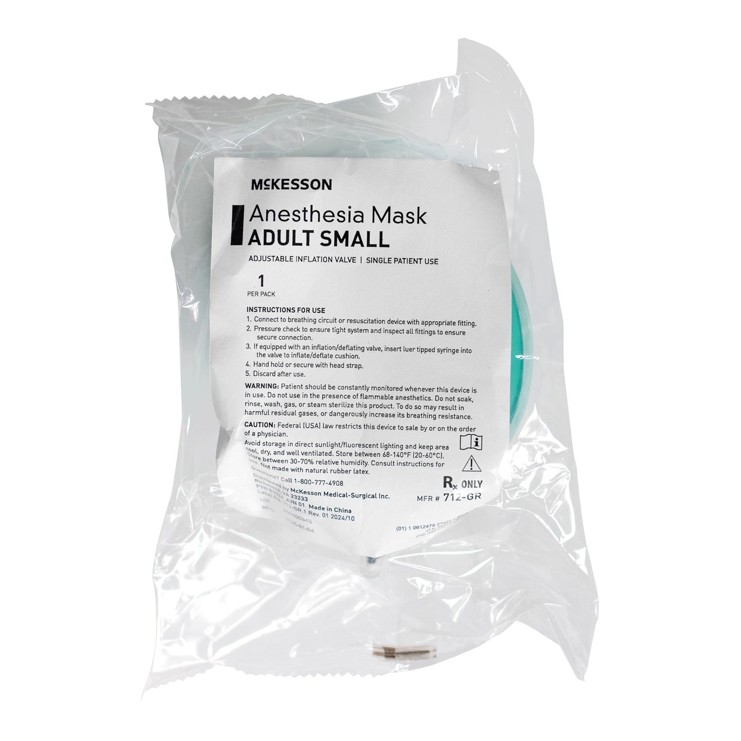 Anesthesia Mask McKesson Elongated Style Adult Small Hook Ring