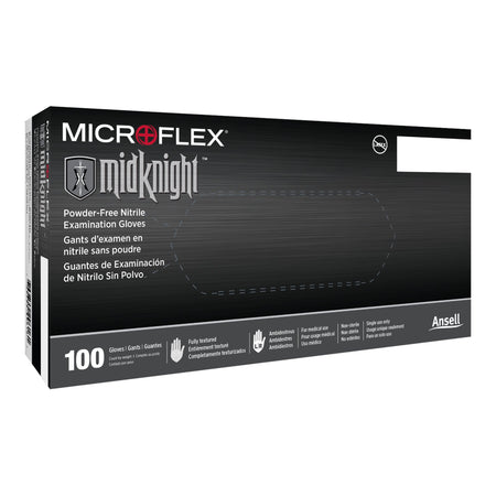 Microflex MK-296-XXL MidKnight Nitrile Exam Glove, 2X-Large, Black