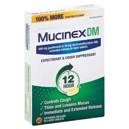 Reckitt Benckiser 63824005634 Mucinex DM Guaifenesin / Dextromethorphan Cold and Cough Relief