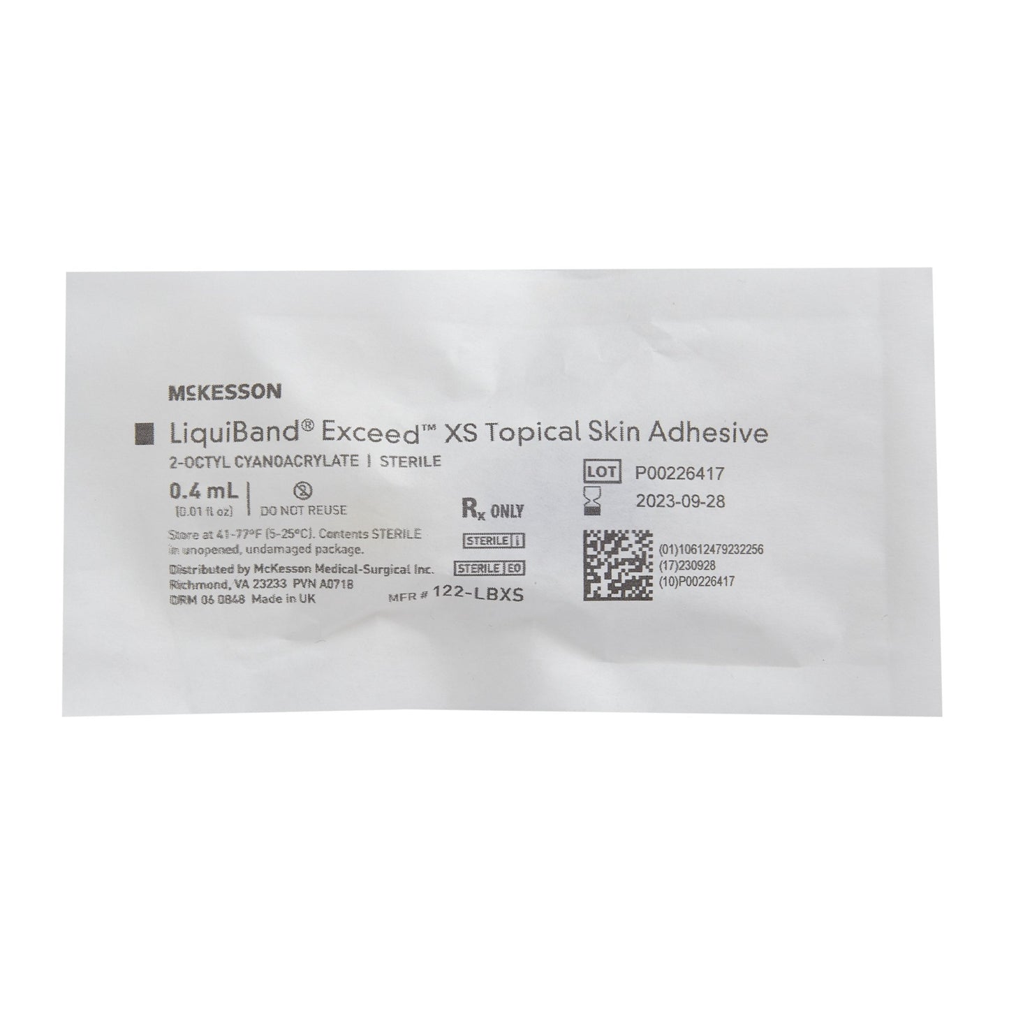 McKesson LiquiBand® Exceed™ XS Topical Skin Adhesive, 0.4 mL