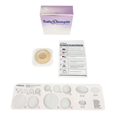 Safe N Simple SNS7204134-NF Ostomy Barrier Trim to Fit, 4-1/2 x 4-1/2 Inch, White