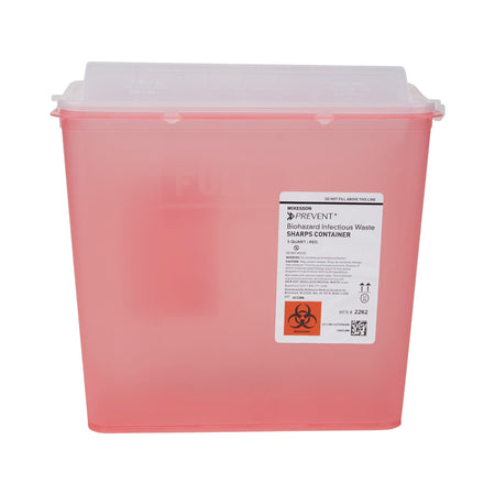 McKesson 2262 Prevent Red Sharps Container, 1.25 Gallon, 10.75 x 10.5 x 4.75 Inch
