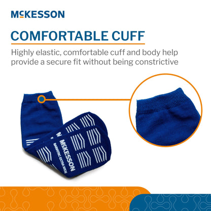 Slipper Socks McKesson Unisex Adult Bariatric / X-Wide Double Tread Single Patient Use Royal Blue