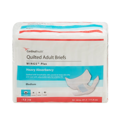 Cardinal 66033 Wings Plus Quilted Heavy Absorbency Incontinence Brief, Medium