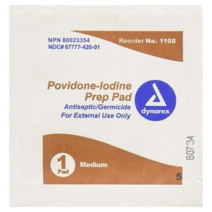 dynarex® Povidone-Iodine Prep Pad, Antiseptic, nonwoven