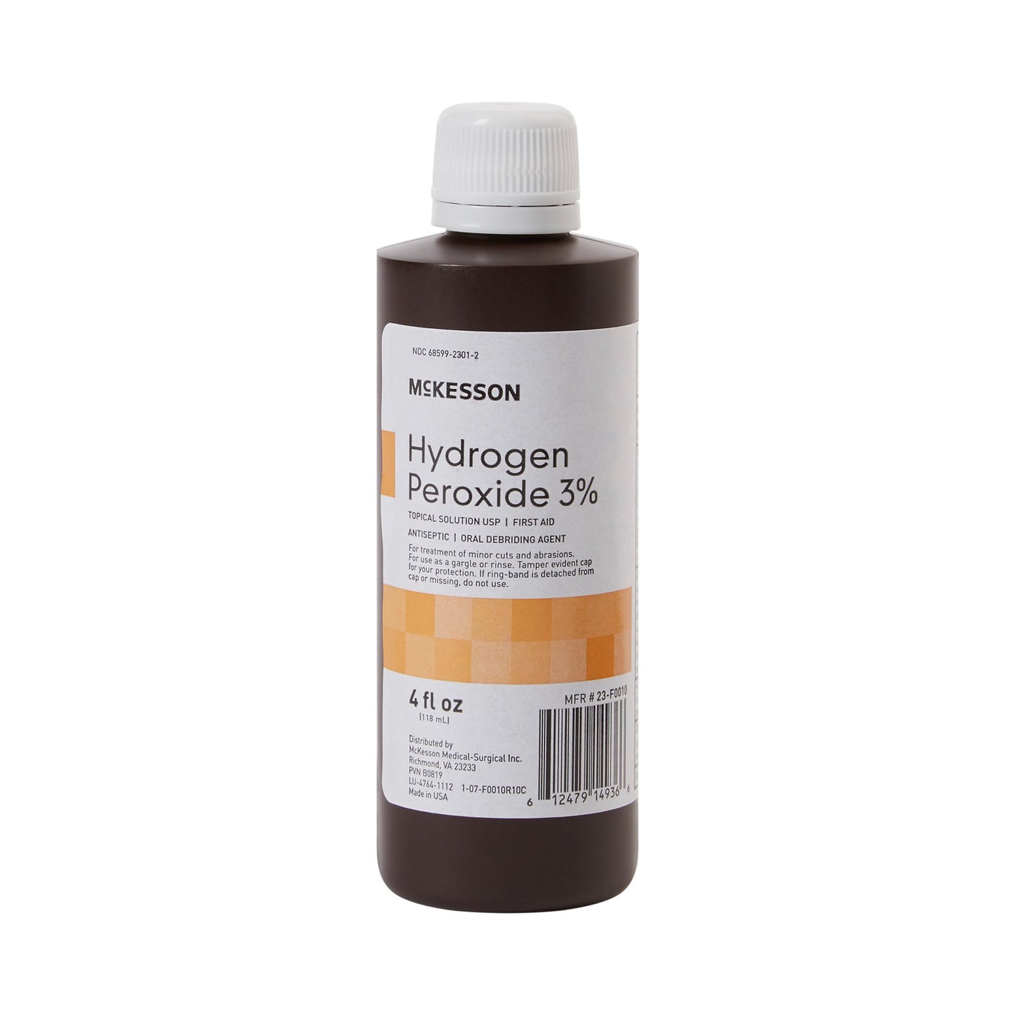 McKesson 23-F0010 Antiseptic Hydrogen Peroxide 4 oz. Bottle