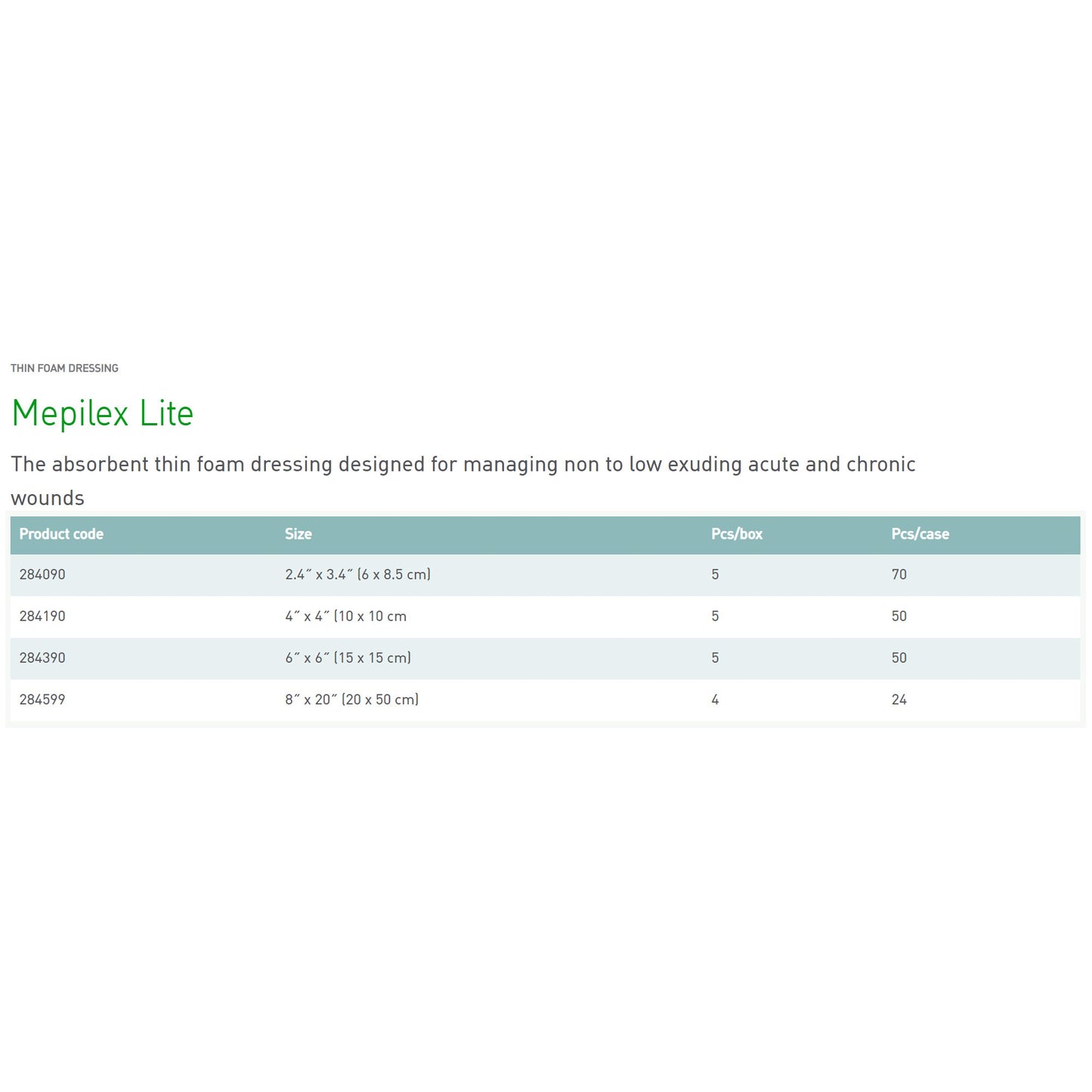 Mepilex® Lite Soft Silicone Foam Dressing, 6 x 8.5 Centimeter