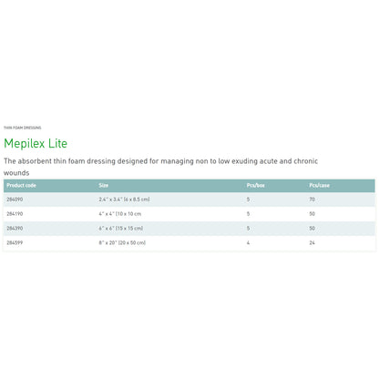 Mepilex® Lite Soft Silicone Foam Dressing, 6 x 8.5 Centimeter