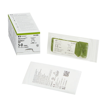 Covidien SN-5698G Monosof Nylon Nonabsorbable Suture with Needle, Size 5-0, Precision Reverse Cutting