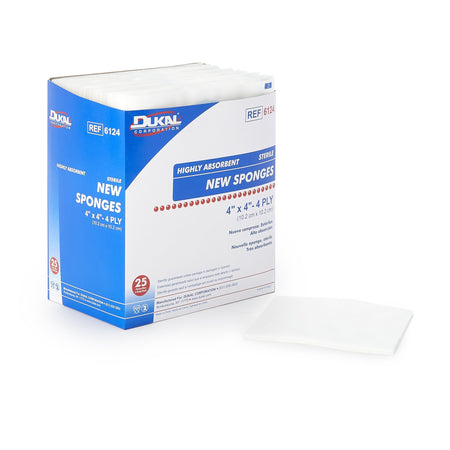 Dukal 6124 Sterile Nonwoven Sponge, 4 x 4 Inch, 4-Ply