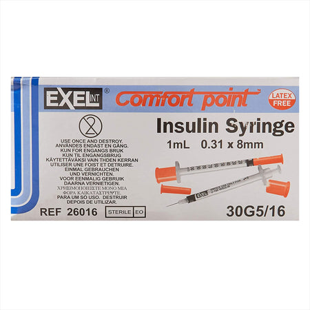 AirTite 26016 Comfort Point 1 mL Insulin Syringe with Needle, 30 Gauge, 5/16 Inch