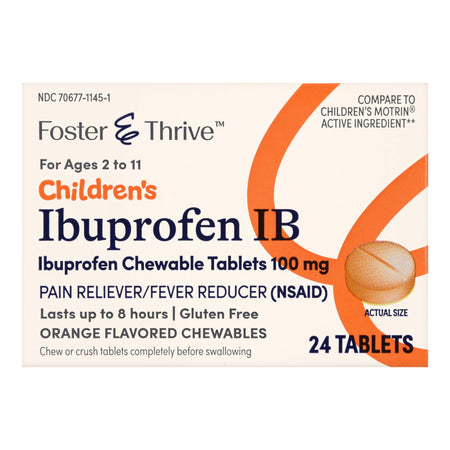 McKesson 70677114501 Foster & Thrive Children's Ibuprofen IB Chewable Tablets 100 mg Orange
